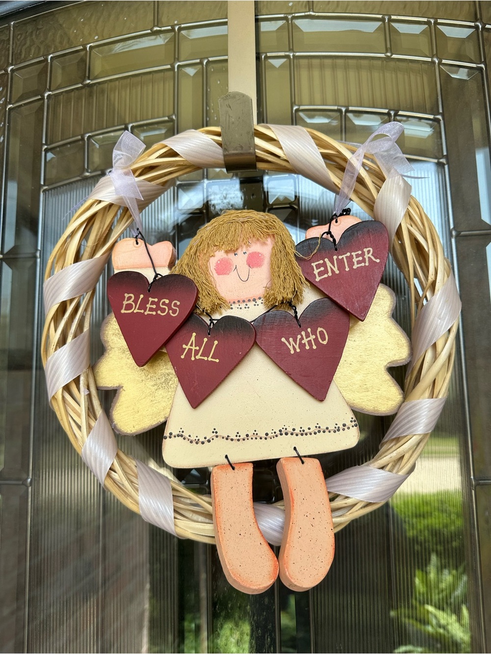 Bless All Who Enter Angel Wreath